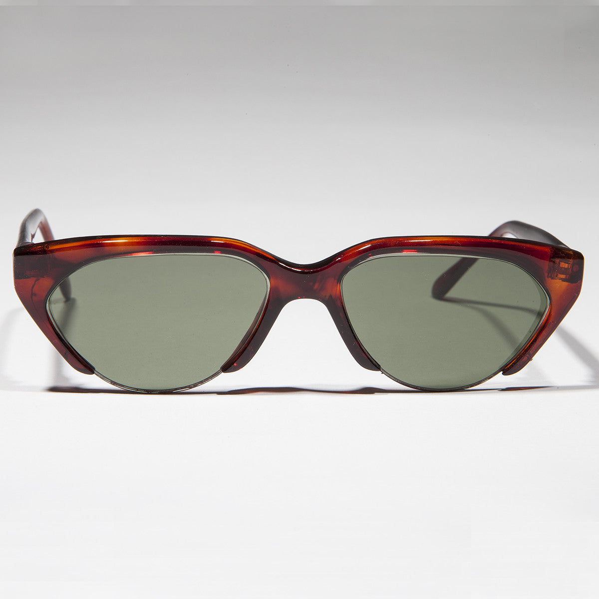 Punk Goth Semi-Rimless Half Frame Polygon Vintage Sunglass - Hazel