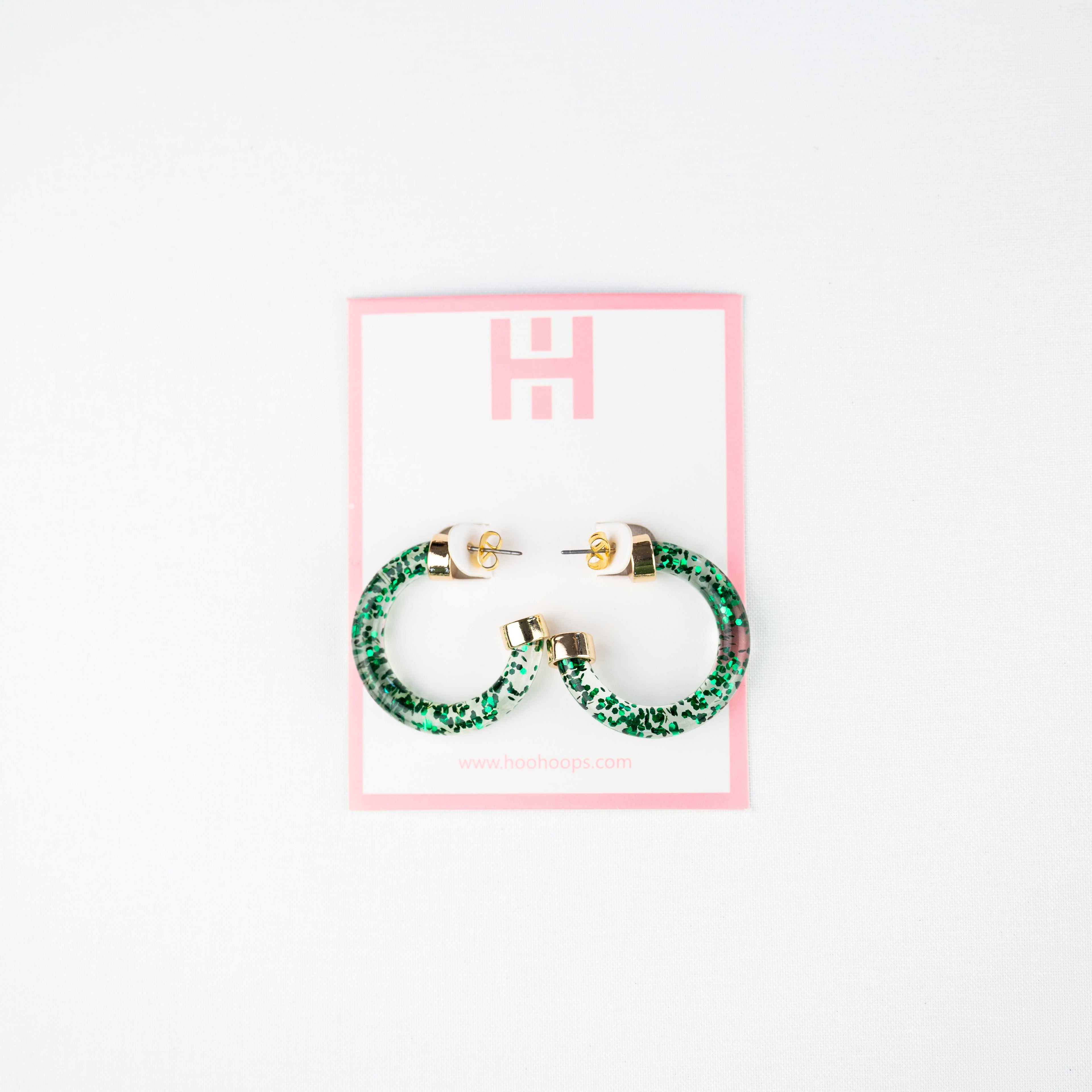 Mini Hoops - Green Glitter