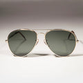 Gold Aviator Sunglass with Glass Lens Metal Frame - Iceman