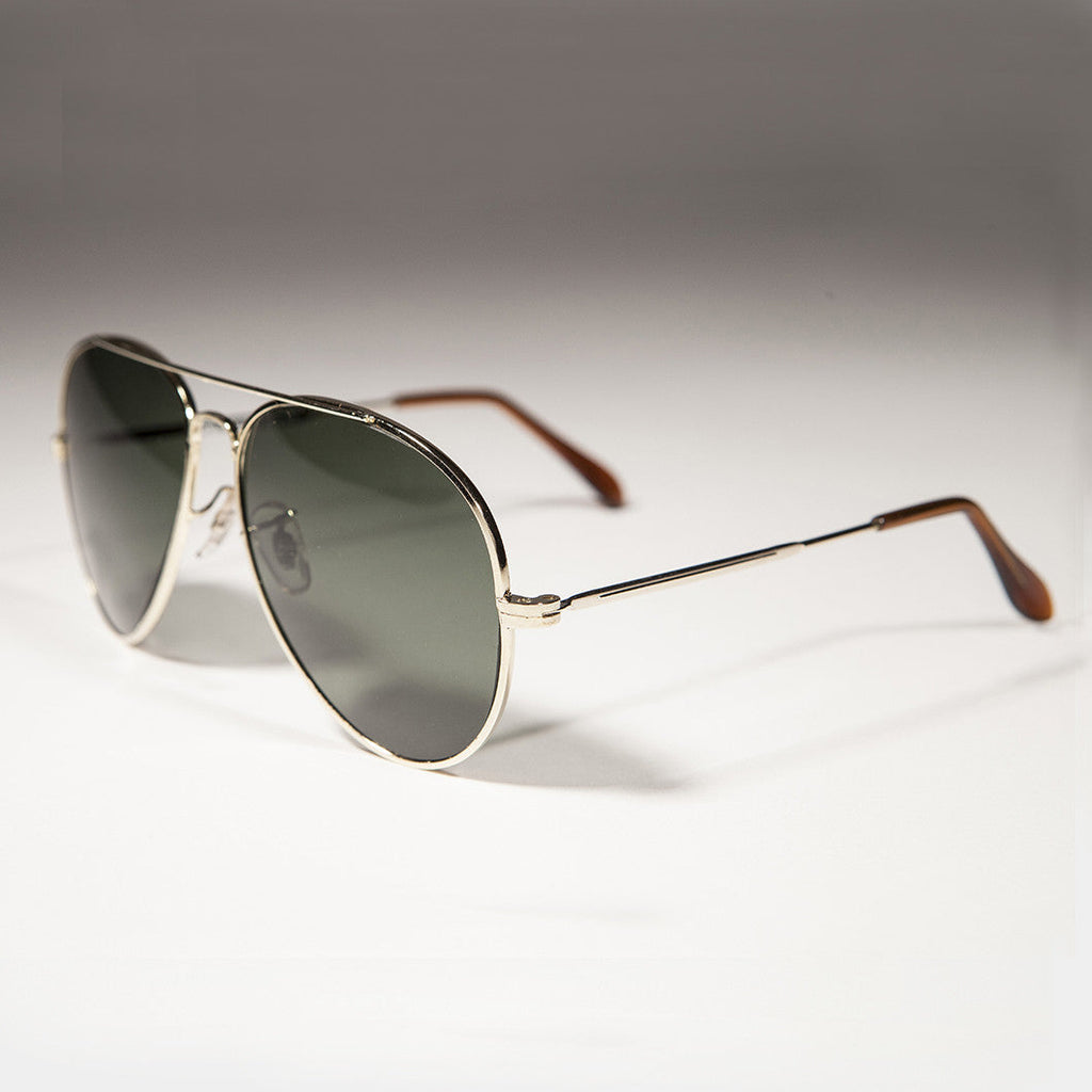 Gold Aviator Sunglass with Glass Lens Metal Frame - Iceman