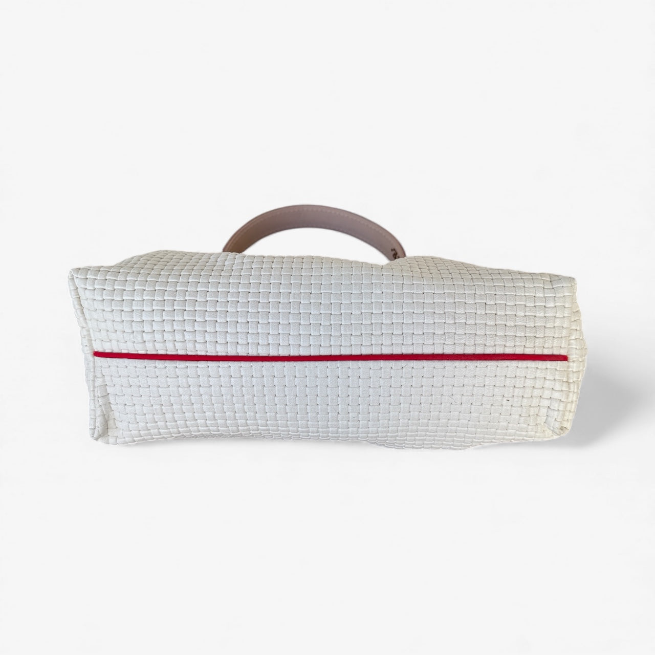 Blair-East West Shoulder Bag, White embossed leather