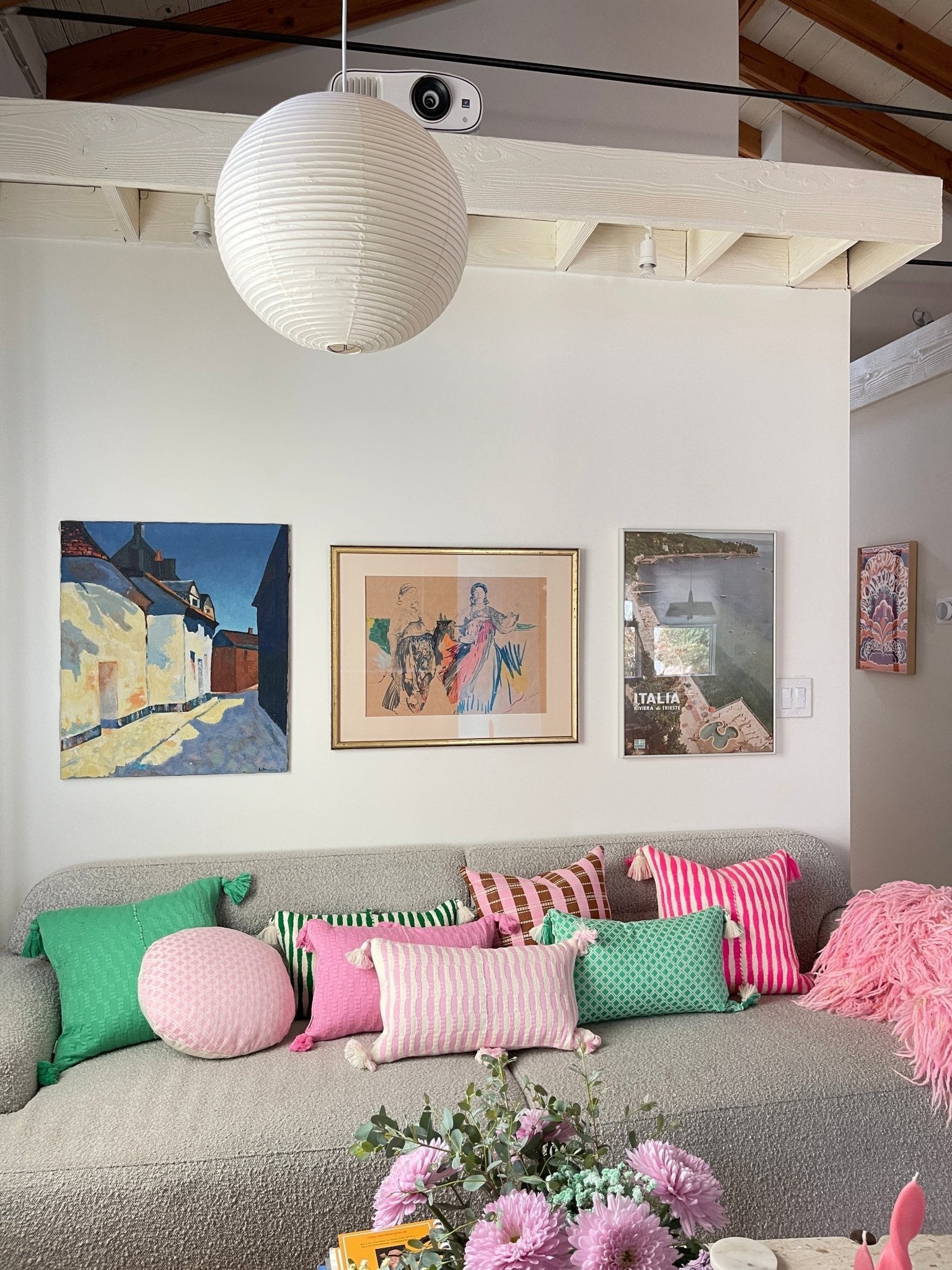 Antigua Pillow - Neon Pink and Yellow