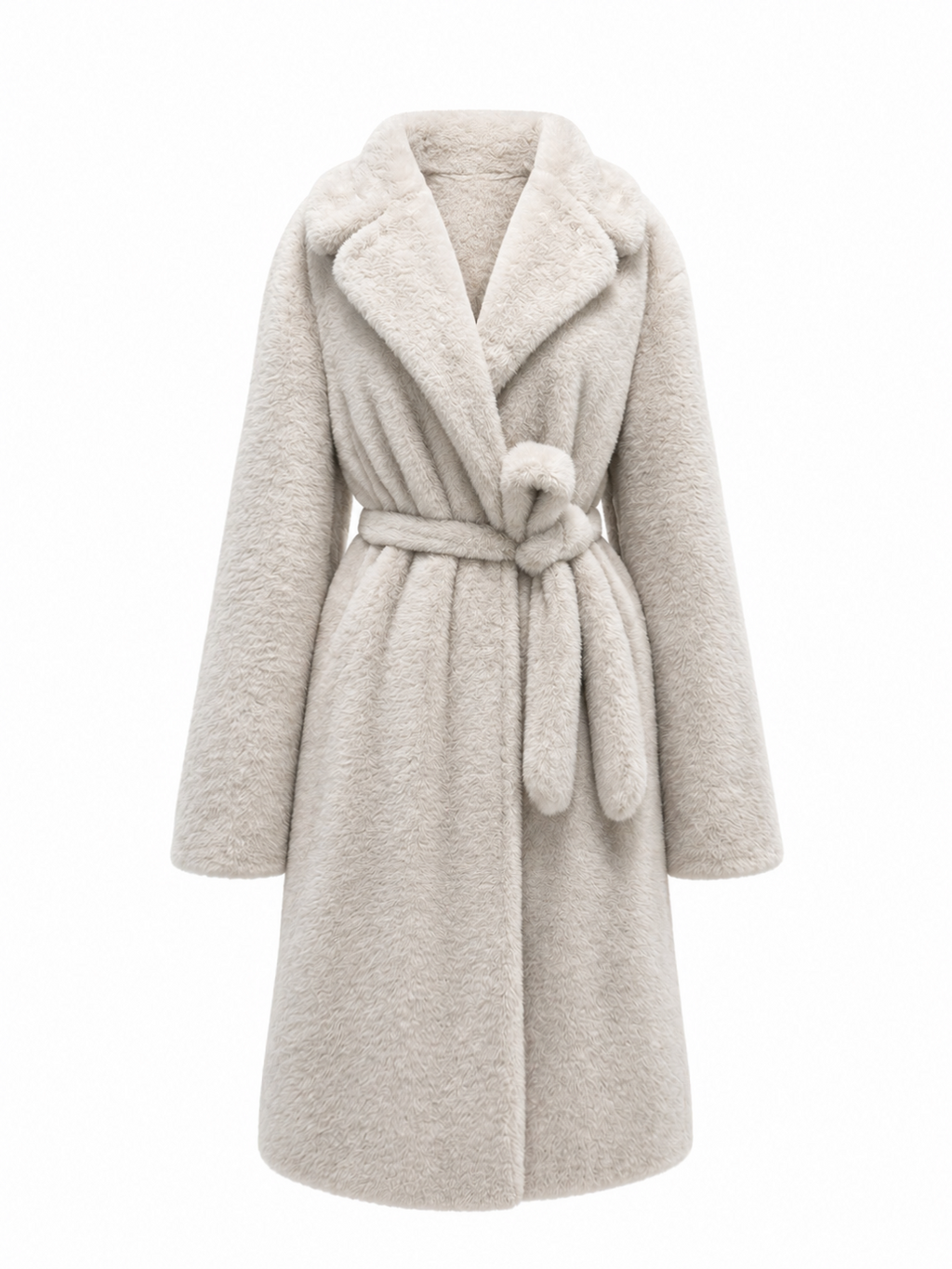 Eden Faux Mink Effect Fur Coat in Ivory