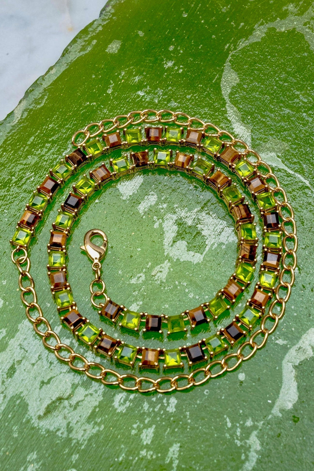 Genuine Tiger Eye And Poison Dart Tennis Necklace (Gold) SHIPS IN FEBRUARY