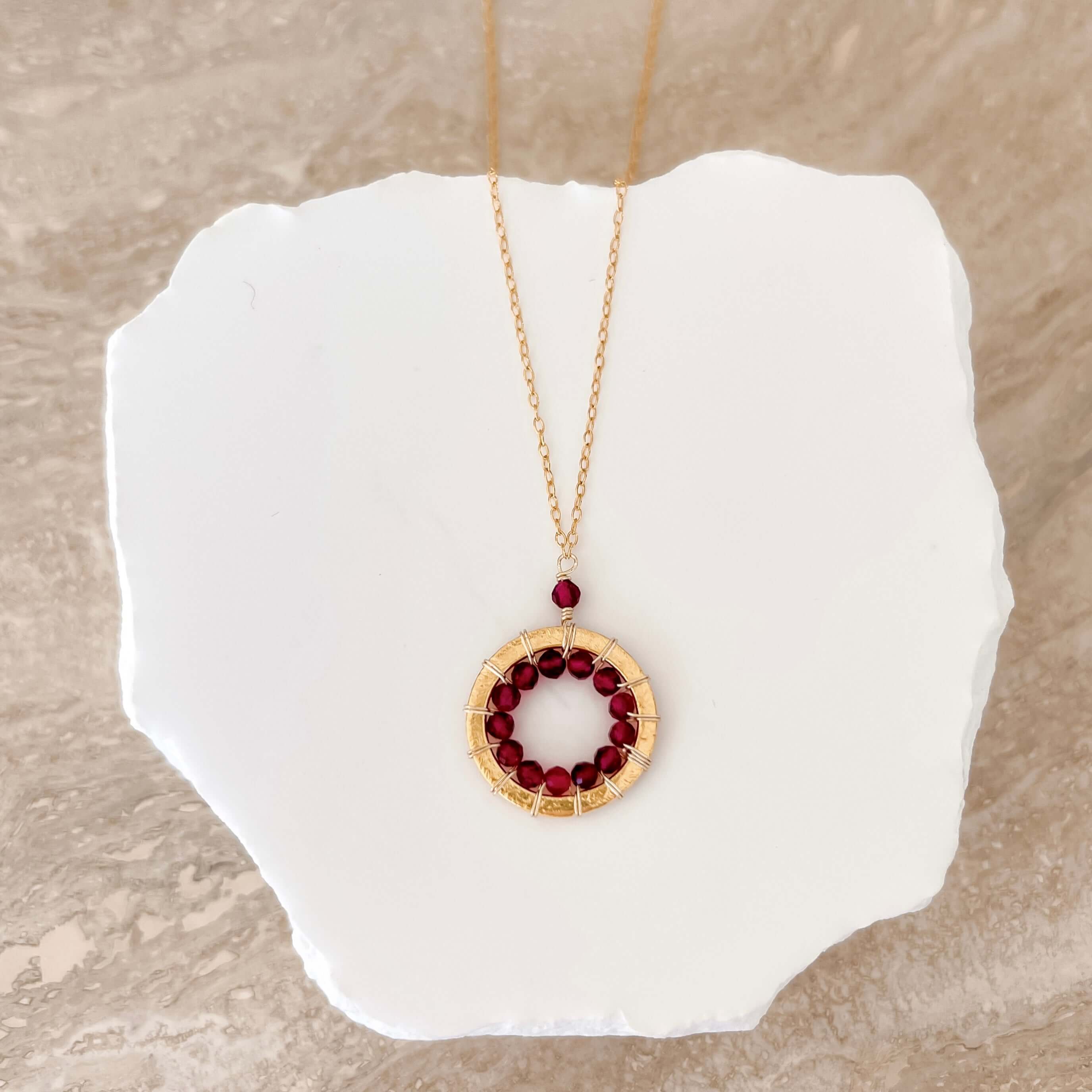 Rose Quartz, Pink Tourmaline and Ruby Quartz Halo Mini Gold Pendants