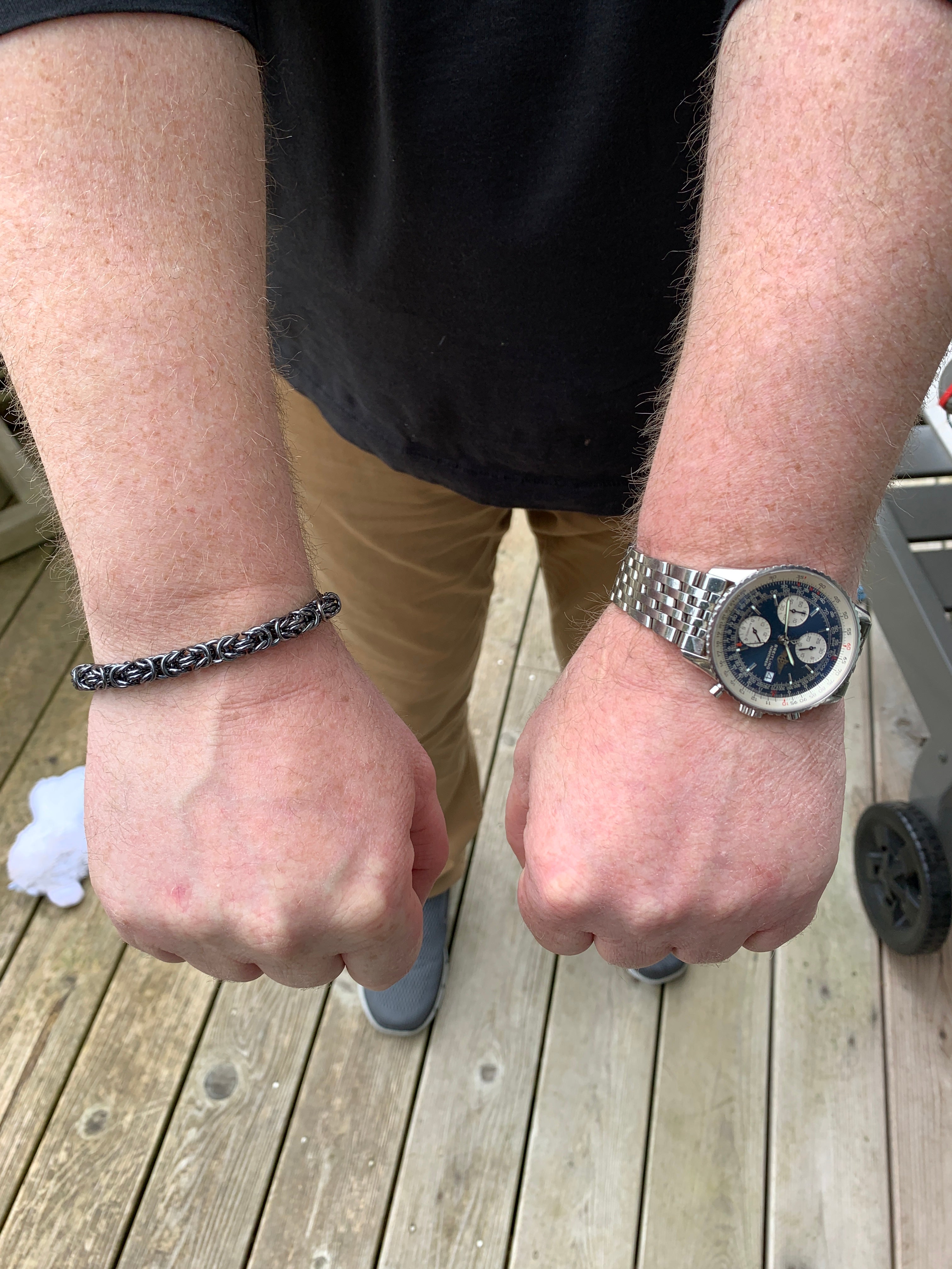 Chunky Byzantine Chainmaille Bracelet in Oxidized Sterling Silver