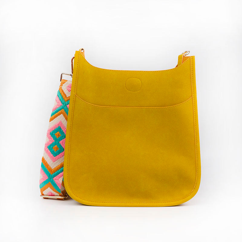 Vegan Suede Crossbody Bag (Yellow) - Pick Your Strap