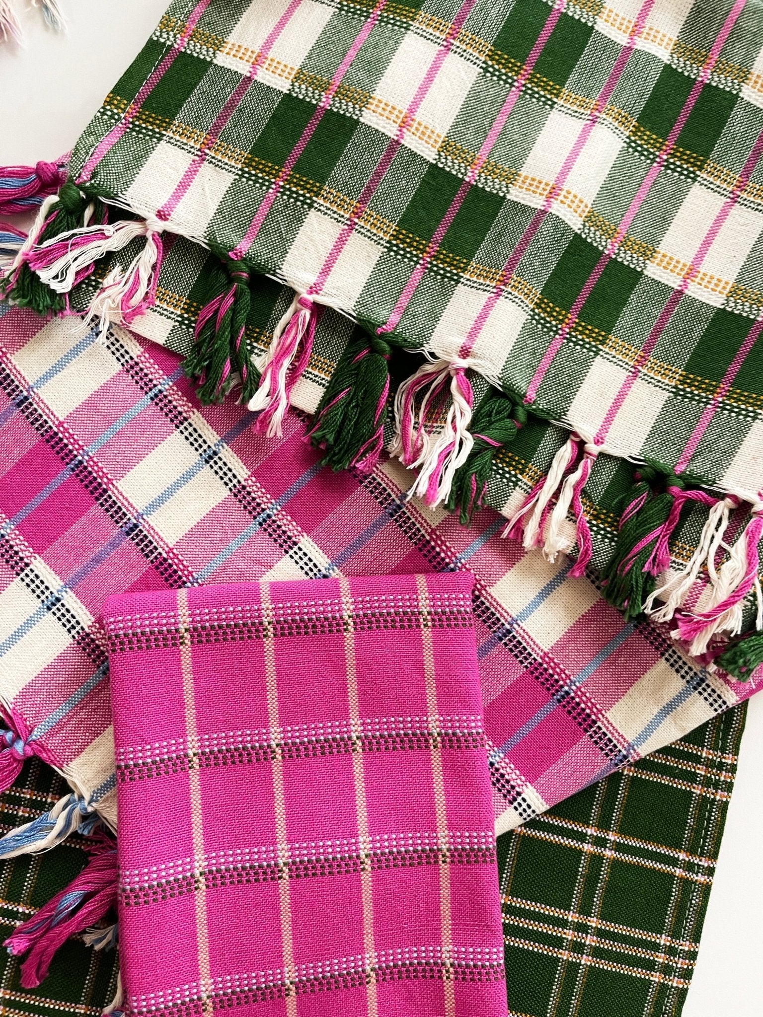 San Andres Gingham Forest & White Kitchen Towel