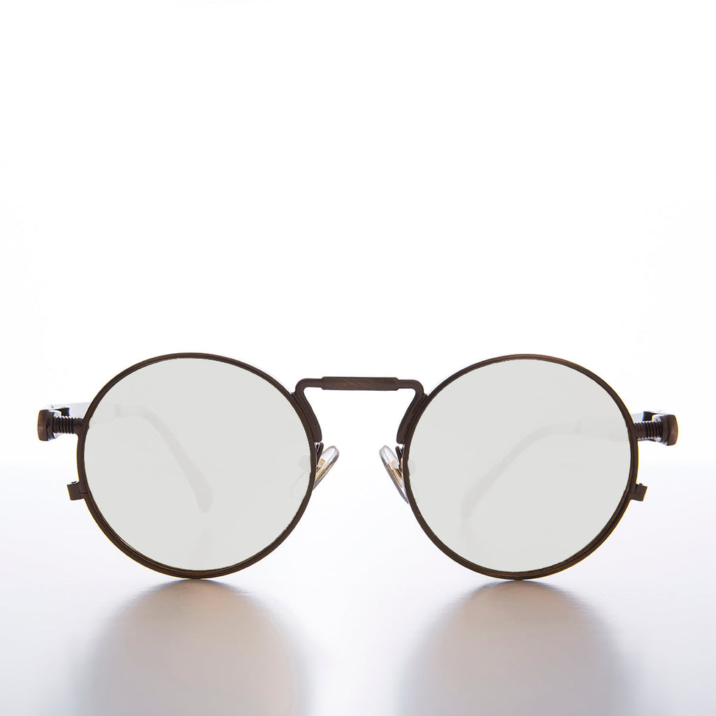 Round Bronze Metal Goth Steampunk Sunglass - Ivan 3