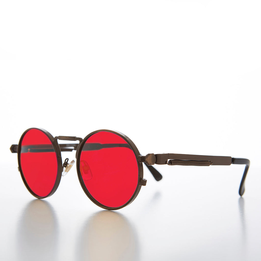Round Bronze Metal Goth Steampunk Sunglass - Ivan 3