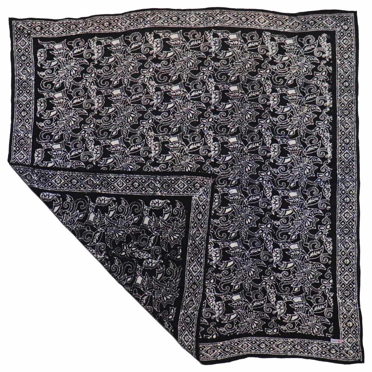 Large 39" Hand Dyed Batik Bandana, 100% Soft Cotton, Wings, Blue