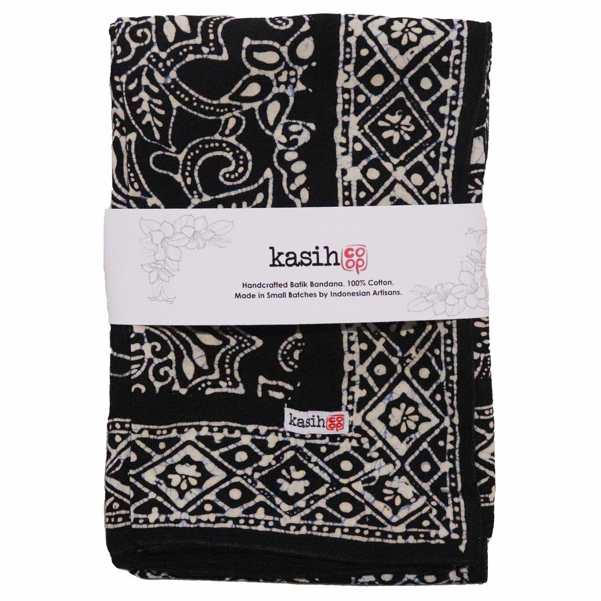 Large 39" Hand Dyed Batik Bandana, 100% Soft Cotton, Wings, Blue