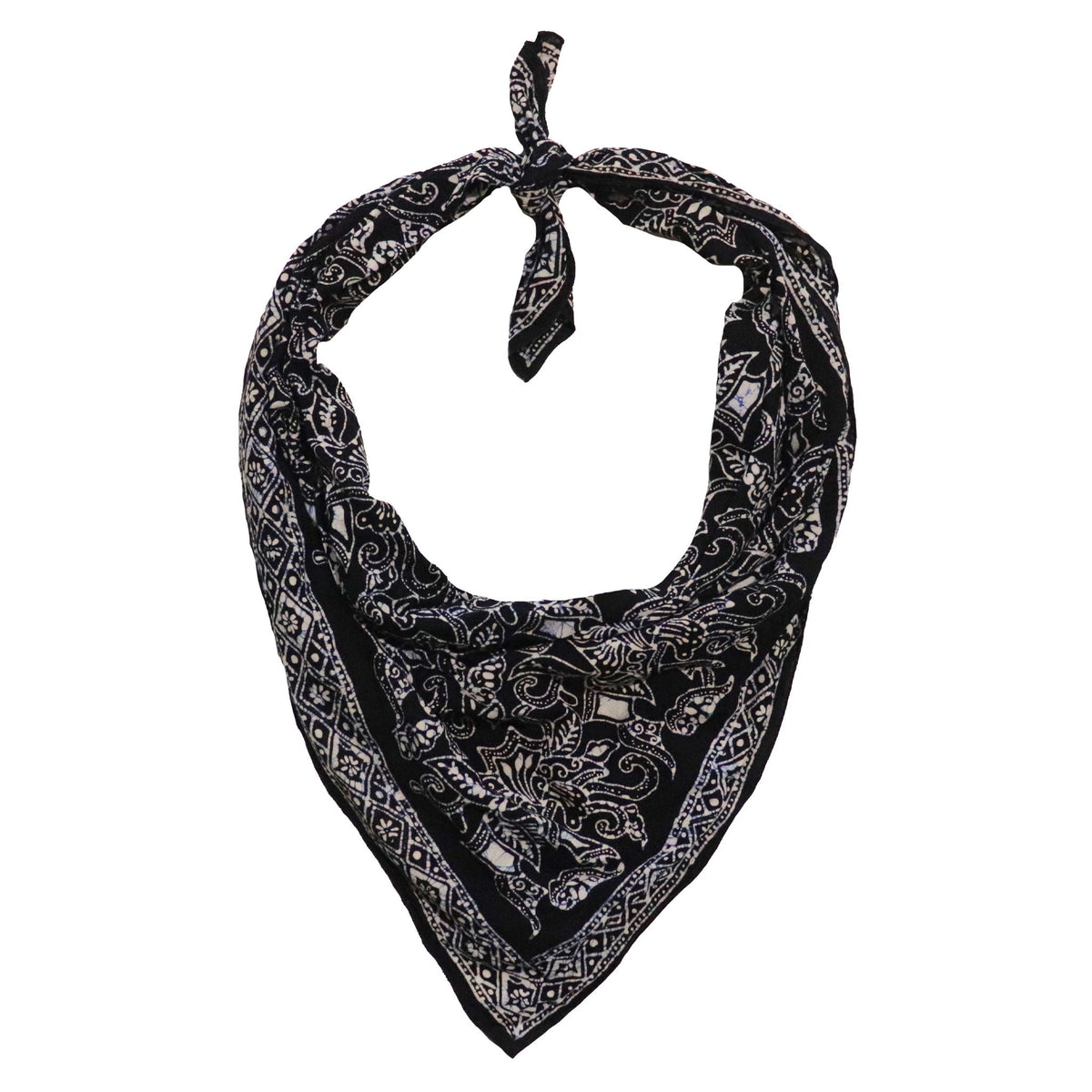Large 39" Hand Dyed Batik Bandana, 100% Soft Cotton, Wings, Blue