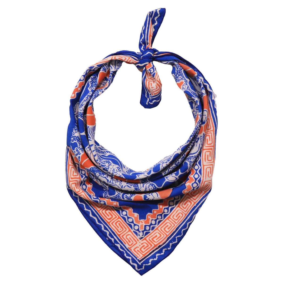 Hand Dyed Batik Bandana, 100% Soft Cotton, Sunset Sky, Blue, Orange