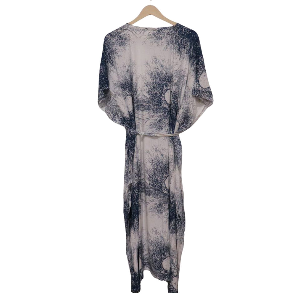 Hand Dyed Kaftan Dress Rayon Vegan Eco-friendly Material, Maxi, Long, Vine Navy