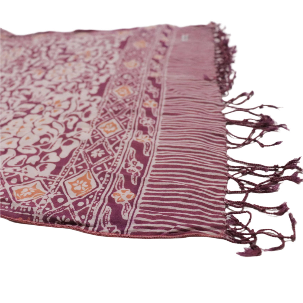 Hand Dyed Batik Scarf - Soft Cotton - Plum Haze, Purple