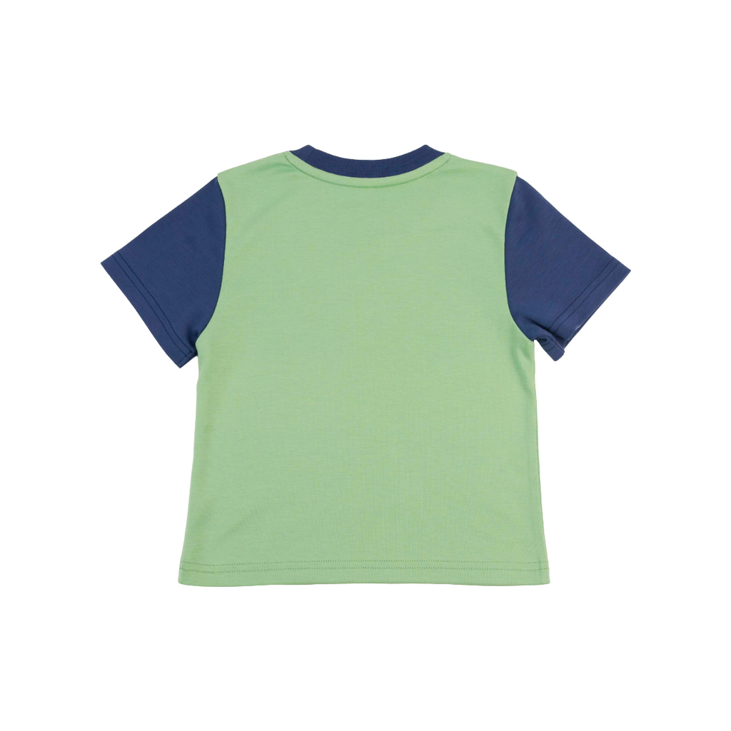 Kids Contrast Tee in Grass Green with Navy Blue