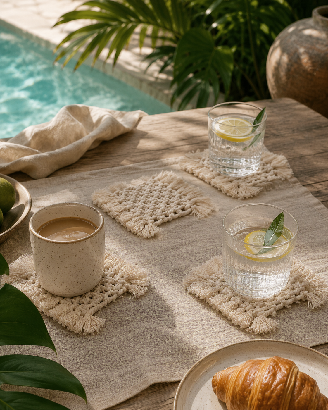 Knotted Macrame Coaster Set