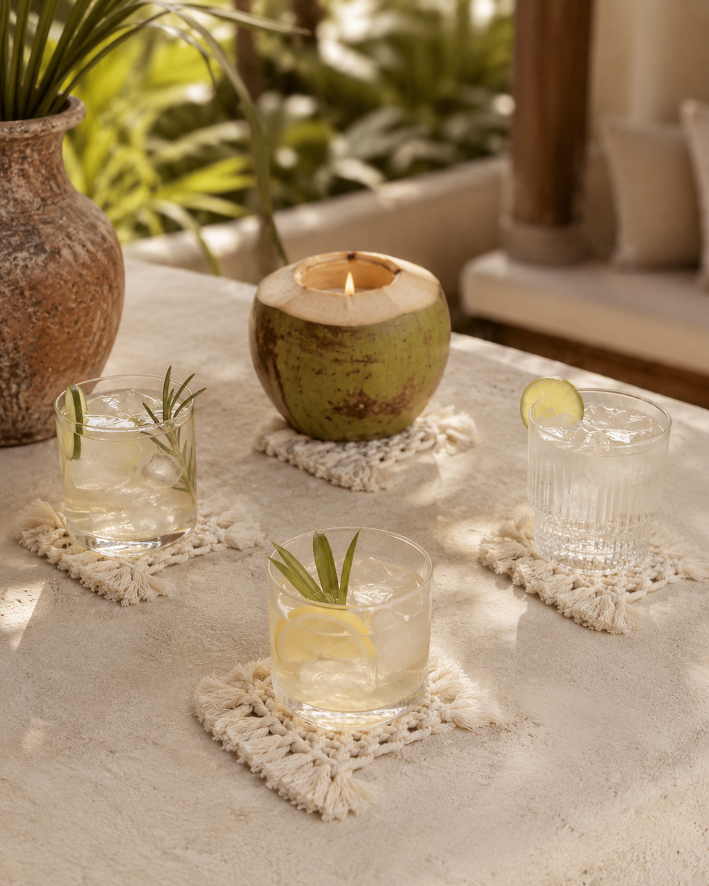 Knotted Macrame Coaster Set