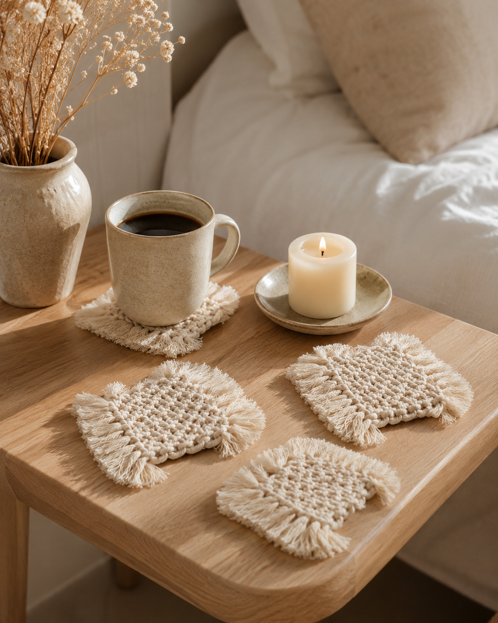 Knotted Macrame Coaster Set