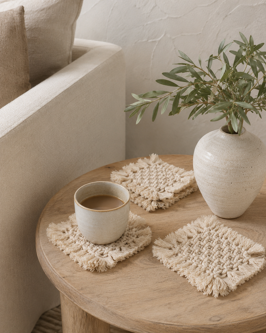Knotted Macrame Coaster Set