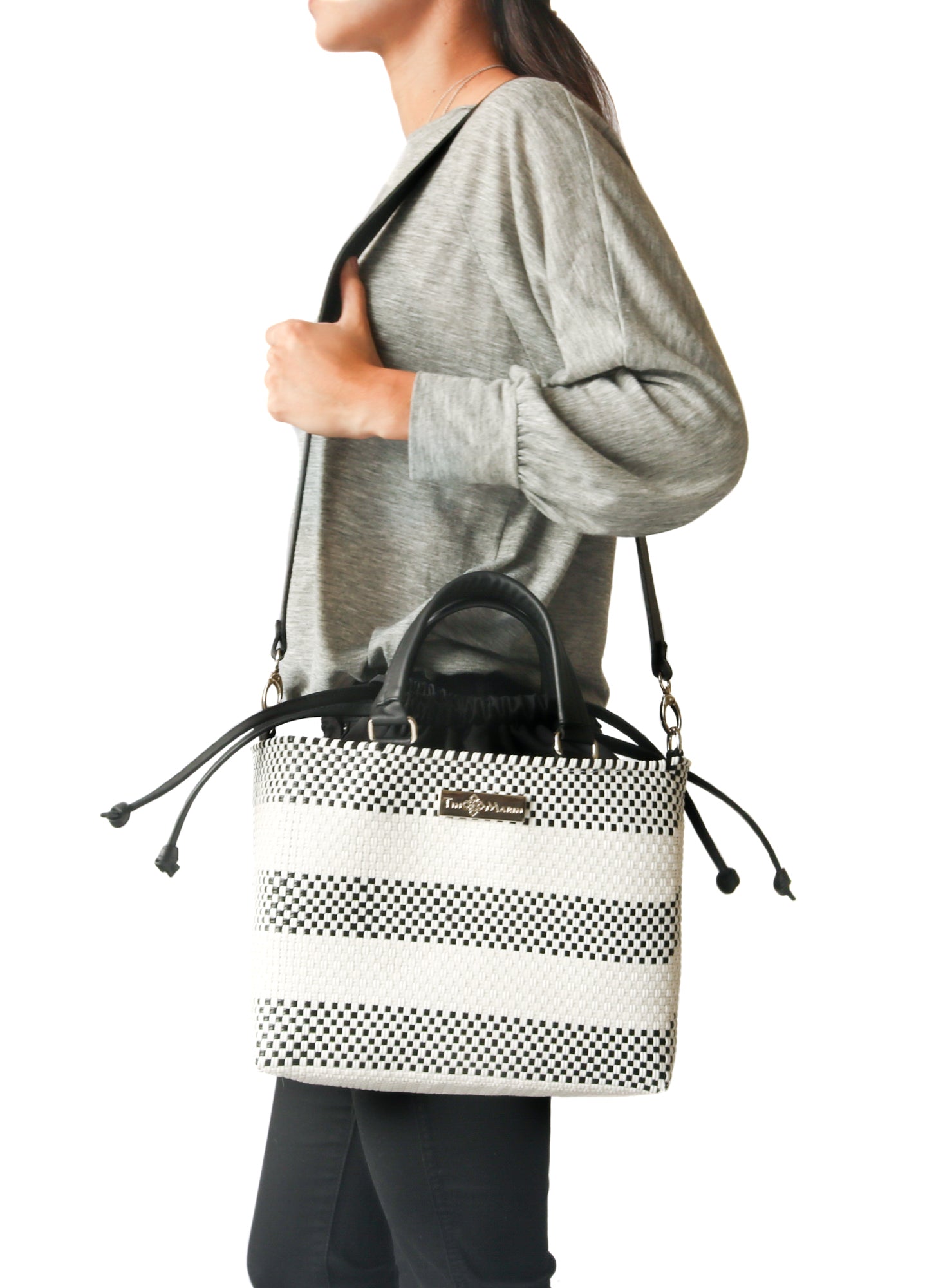 Lolo Medium Woven Crossbody Drawstring Bag