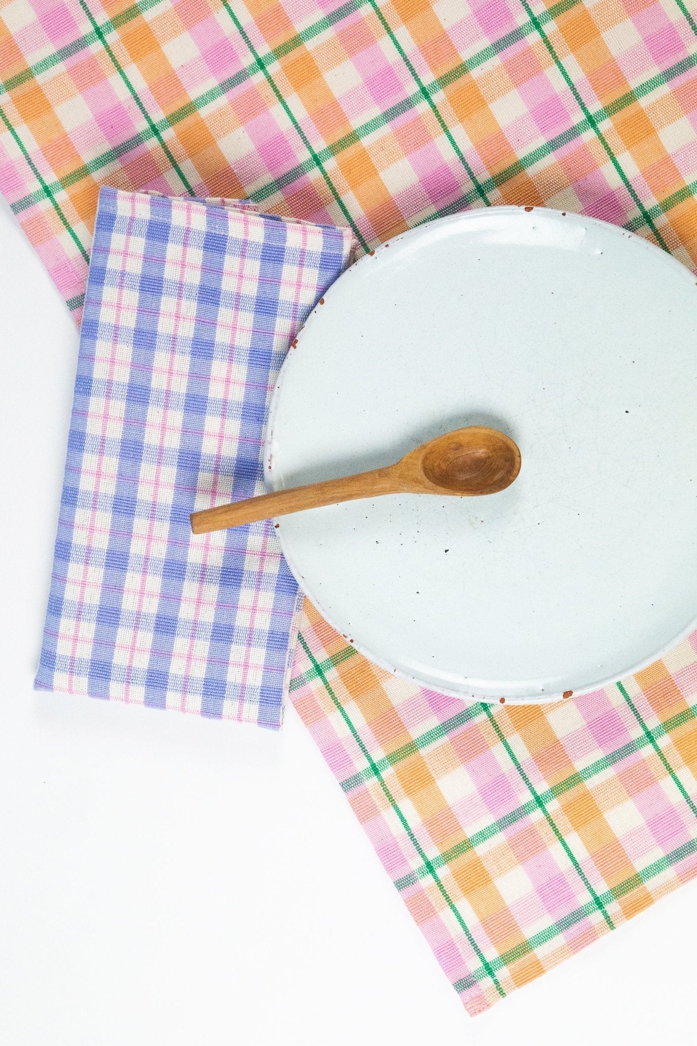 Sofia Plaid Dinner Napkin in Periwinkle Blue and Pink