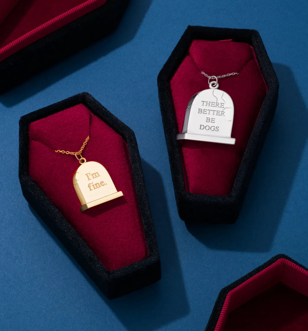 Small Gold Gravestone Pendant