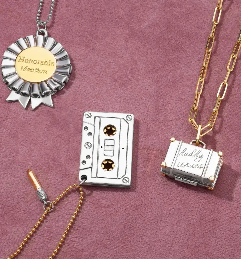 Tape Cassette and Pencil Pendant Set