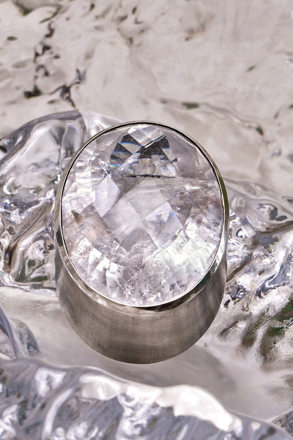 Oval Colossus Ring in Striated Crystal (Silver) SHIPS IN FEBRUARY