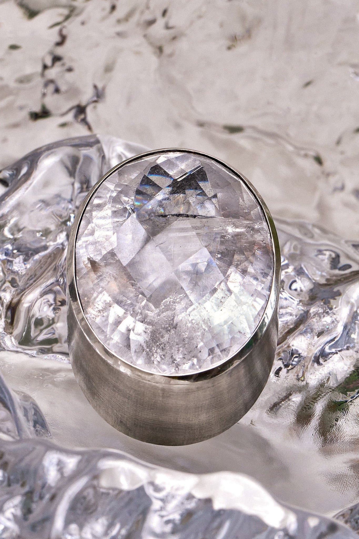 Oval Colossus Ring in Striated Crystal (Silver) SHIPS IN FEBRUARY