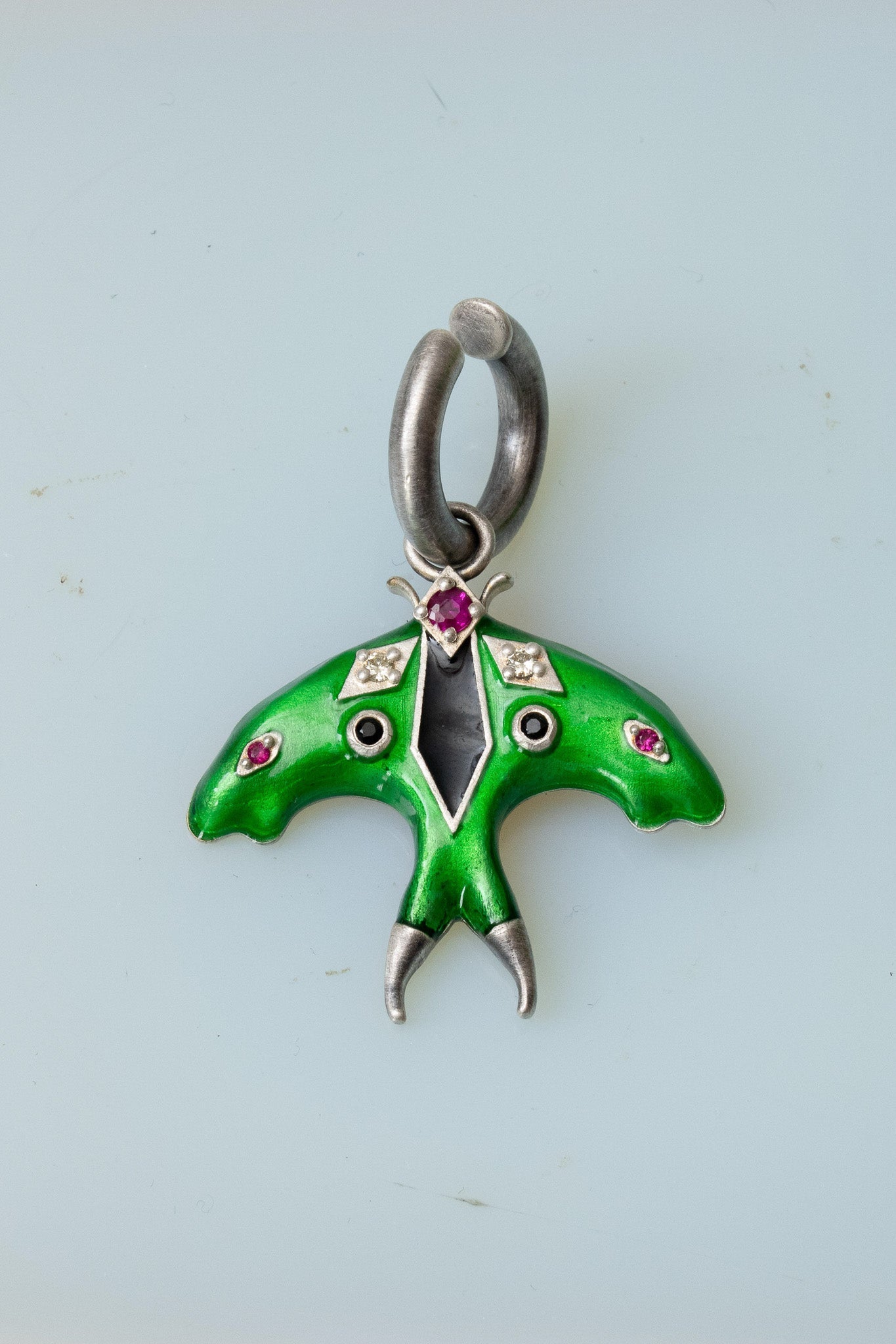 Luna Moth Enamel Ear Cuff (Silver)