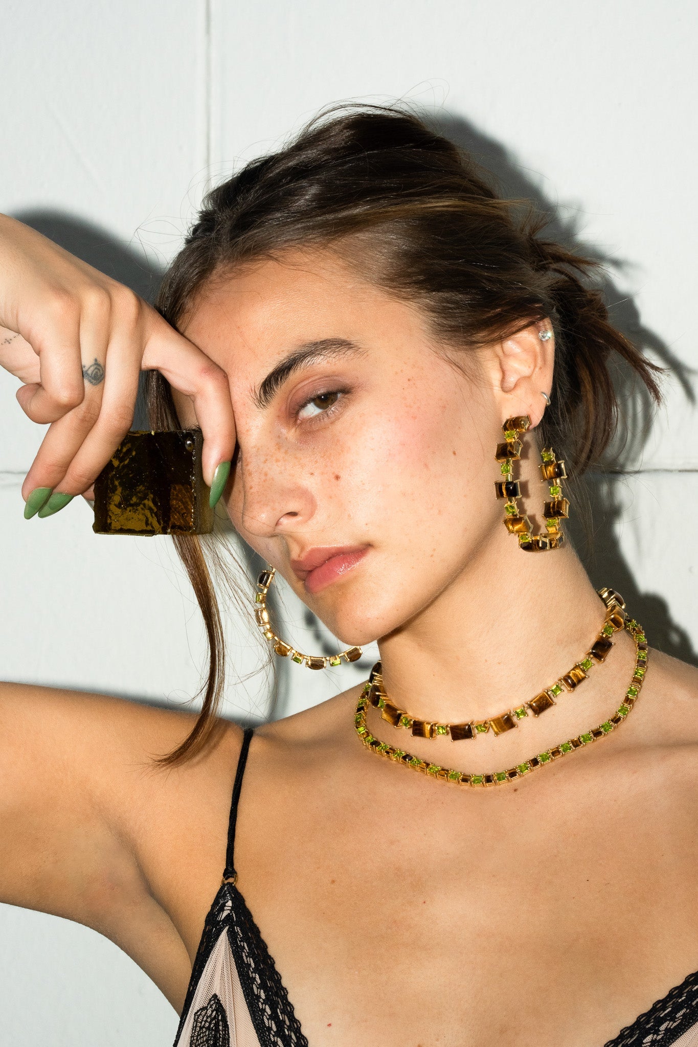 Genuine Tiger Eye And Poison Dart Tennis Necklace (Gold) SHIPS IN FEBRUARY