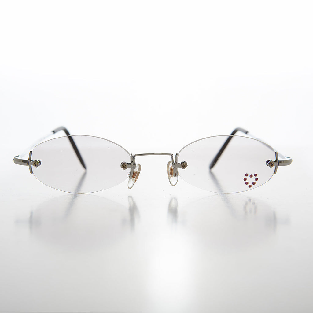 Micro Sunglass with Heart Rhinestone Accent - Primo