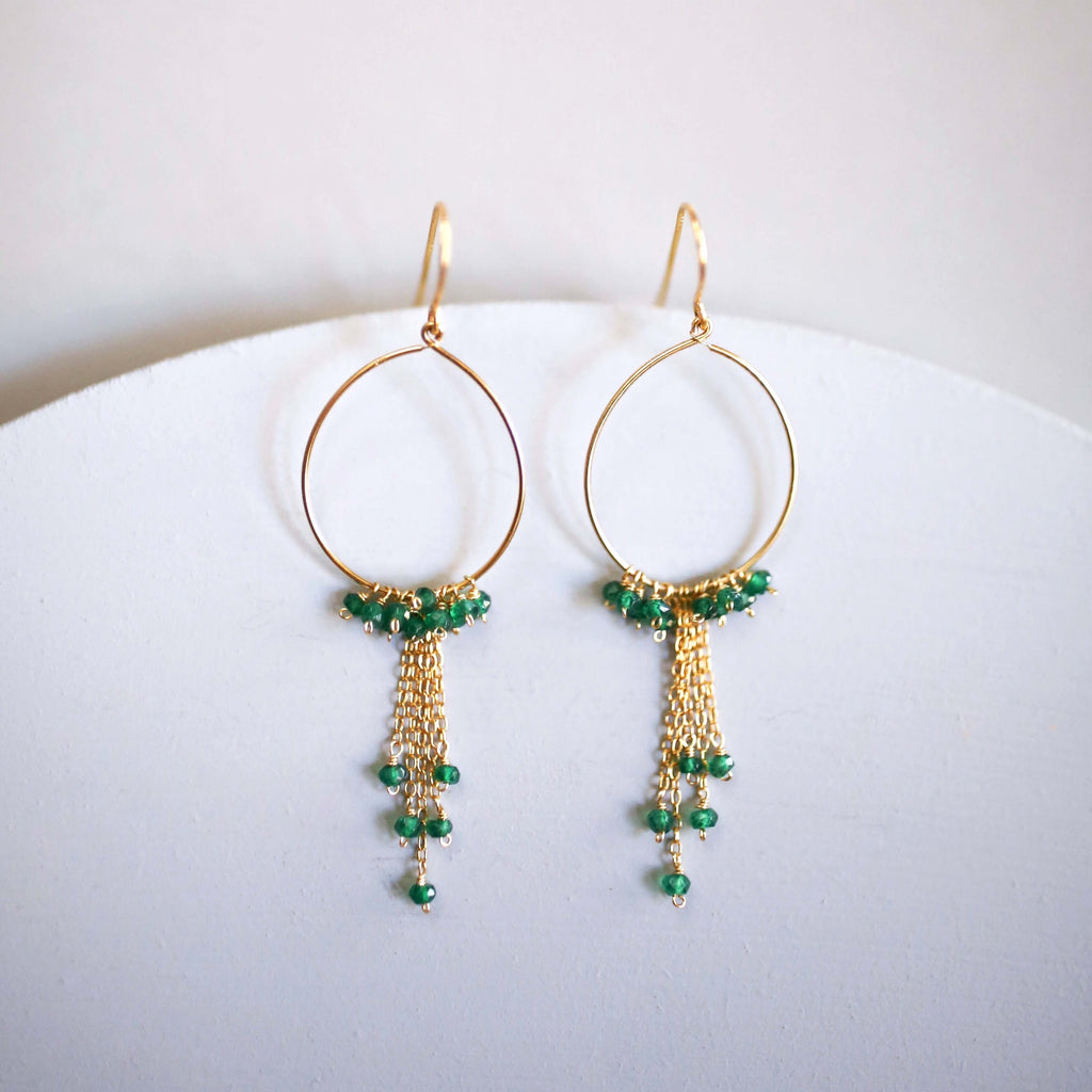 Aquamarine Mini Swing Hoop Earrings