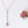Peach Moonstone Yoga Pendant Necklace