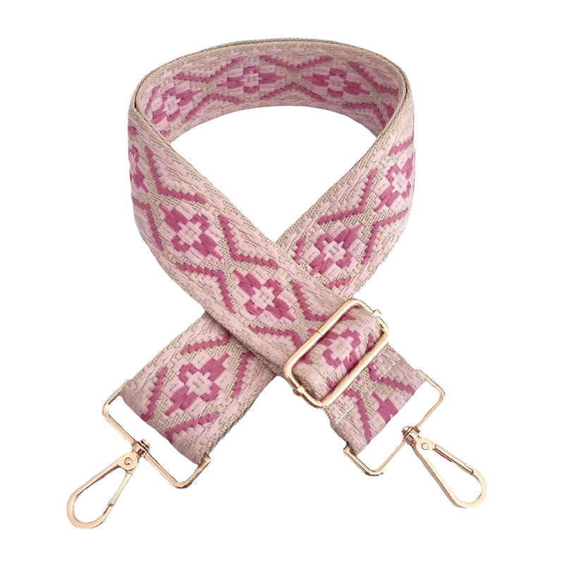 Pink Medallion Bag Strap - Gold Hardware