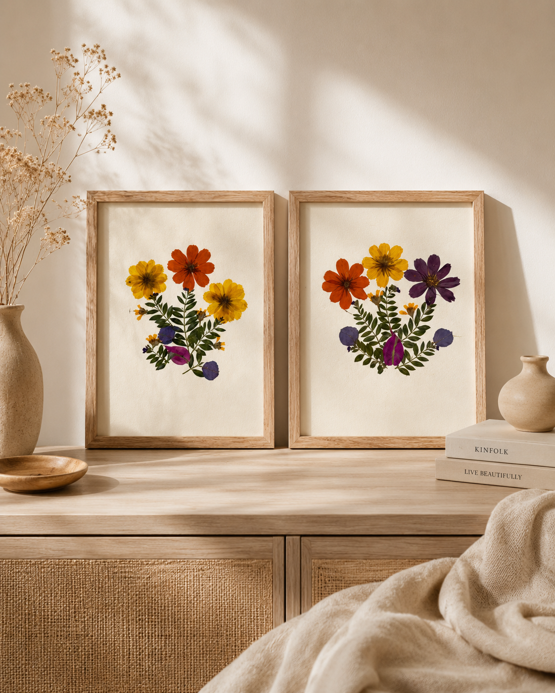 Pressed Flowers Wall Art 8x10