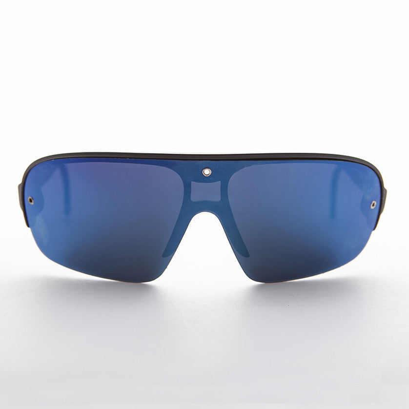 Mirror Wraparound Lens 80s Futuristic Sunglasses - Renoir