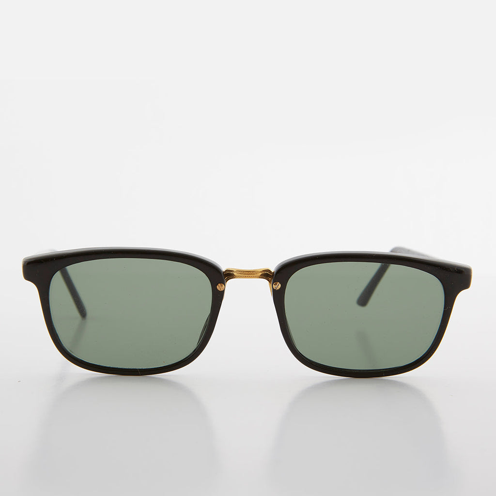 Rectangular Preppy Vintage Horn Rim Sunglass with Glass Lens - Spence