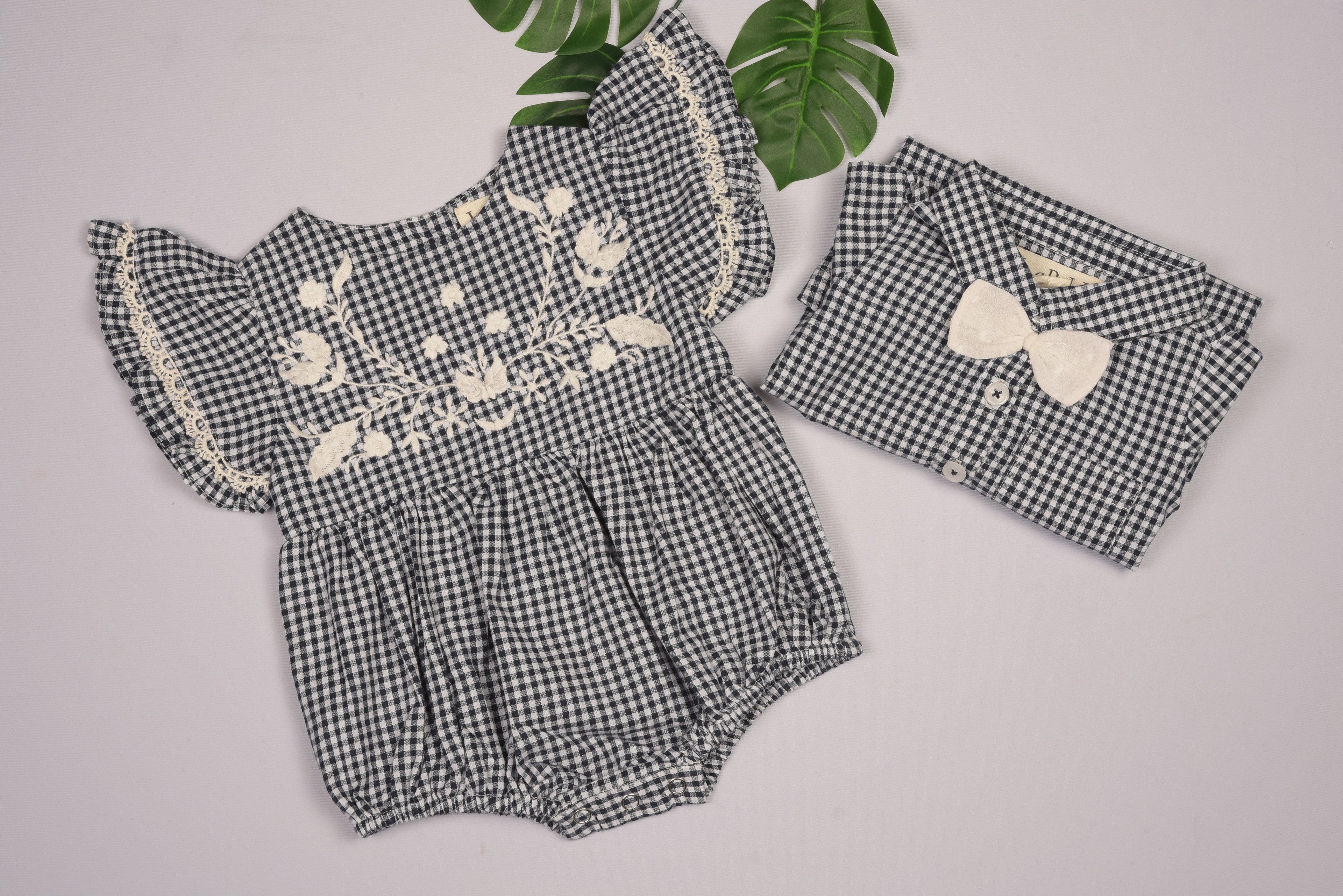 Embroidered Yoke Eith Ruffle Sleeves Romper