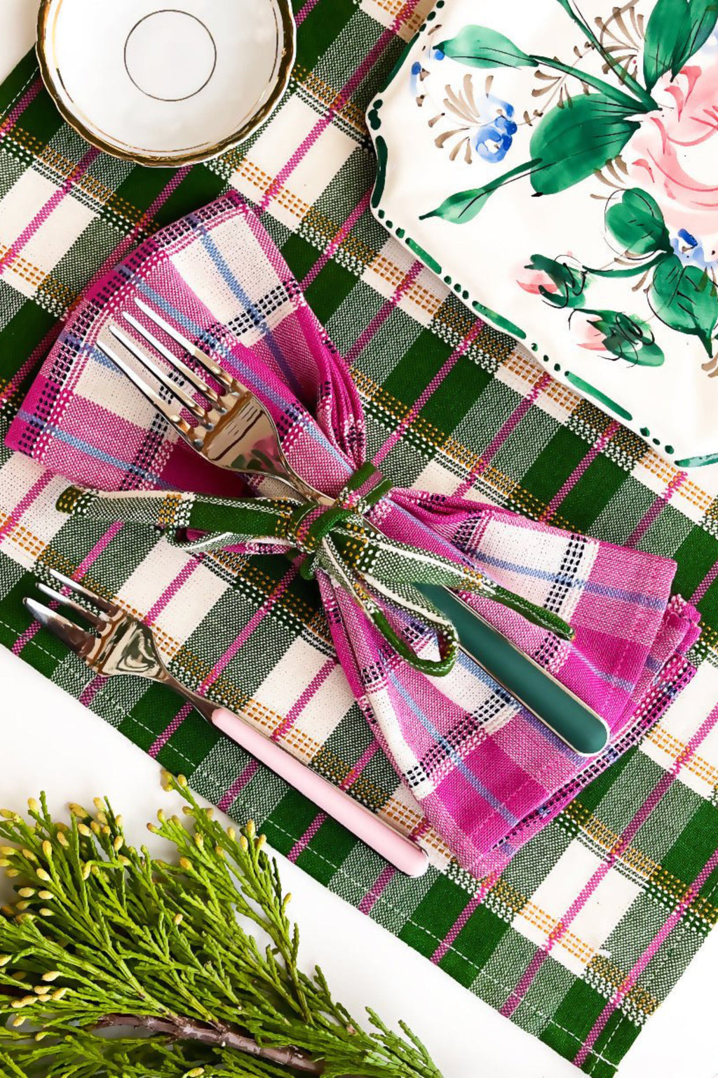 San Andres Gingham Pink & White Napkins