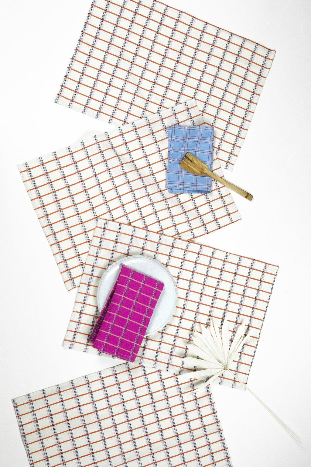 San Lucas Plaid White & Orange Placemat