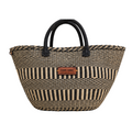 Balance Stripes Handmade Sisal Beach Market Sustainable Straw Basket Tote Bag