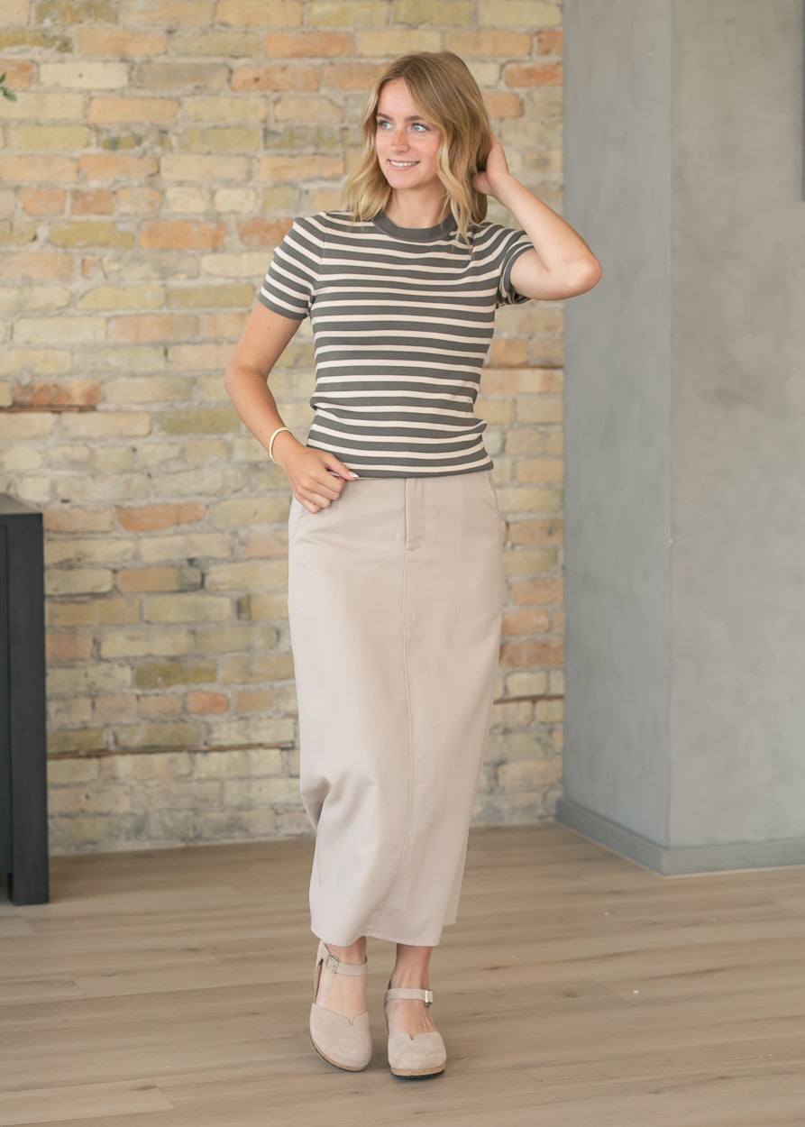 Stella Simply Taupe Denim Maxi Skirt