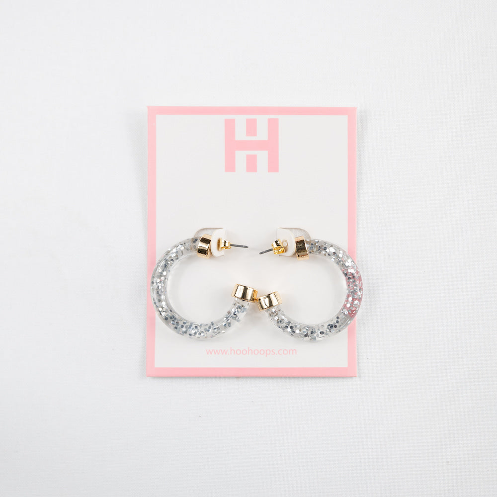 Mini Hoops - Silver Glitter