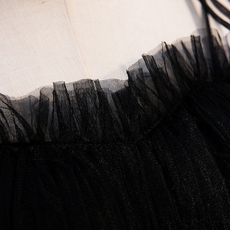 Spaghetti-straps Pleated bodice Ruffle Layered tutu soft tulle prom dress