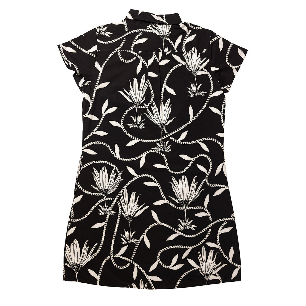 Placket Dress Recycled Poly Ti Leaf Pareu