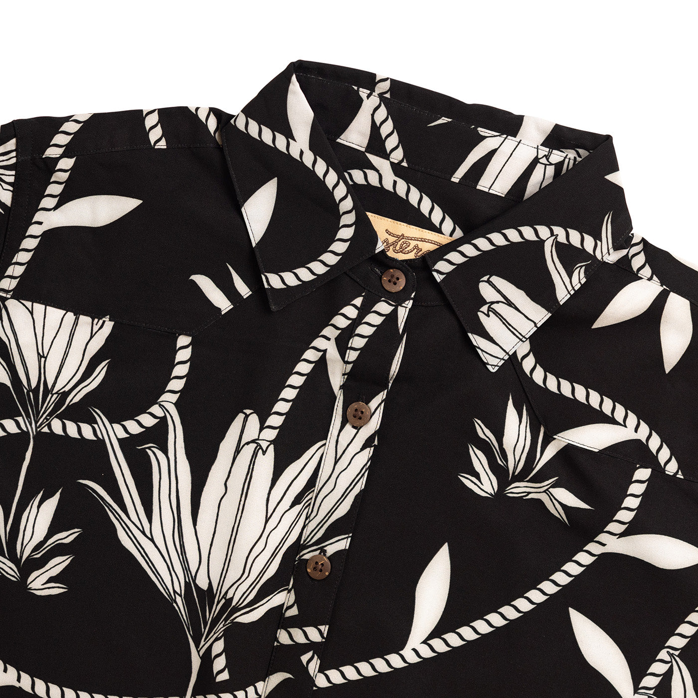 Placket Dress Recycled Poly Ti Leaf Pareu