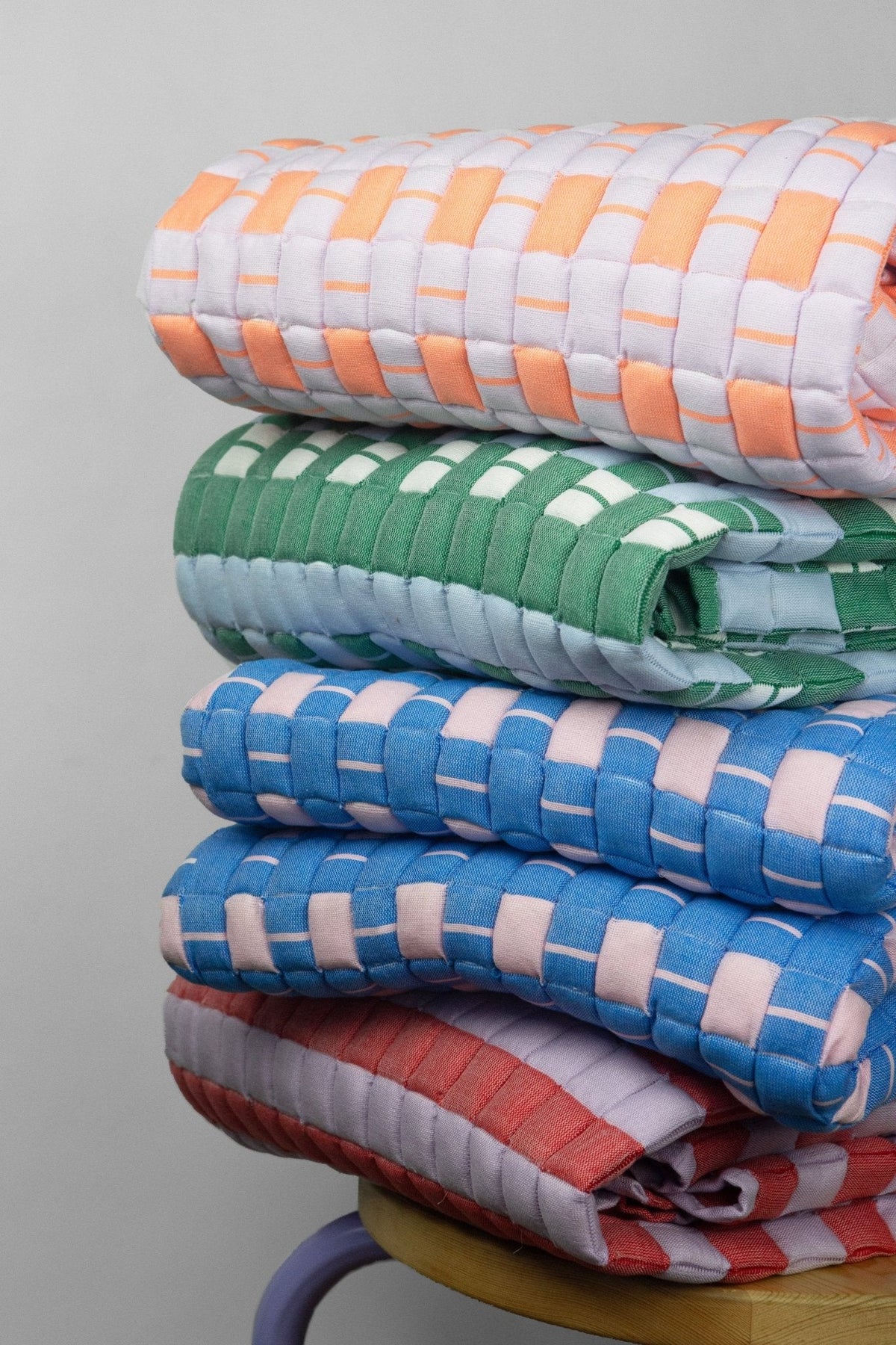 Quilted Sujani Throw Blanket - Soft Lilac and Red